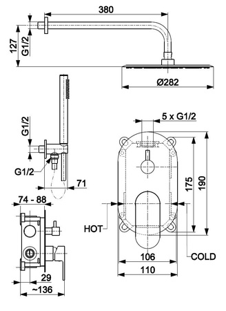 KFA HALIT natryskowy zestaw podtynkowy new (2021) z baterią 3 funkcyjną, chrom 4829-511-00