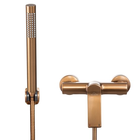 Invena bateria natryskowa z zestaw natryskowym Neri Plus, miedź BN-P1-014-L