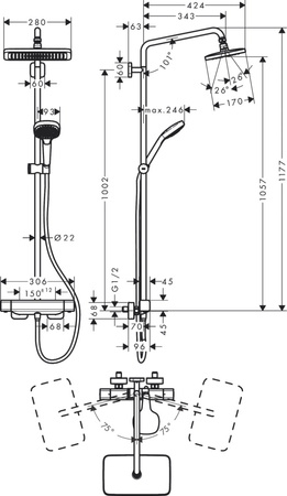 Hansgrohe zestaw prysznicowy 280 1jet EcoSmart Croma E, chrom 27660000