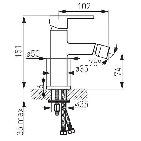Ferro bateria bidetowa stojąca ZICCO, chrom BZI6