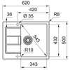 Franke zlewozmywak jednokomorowy Sirius 2.0 S2D 611-62 onyx tectonite 143.0618.665
