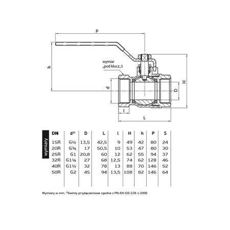 Perfexim zawór kulowy wodny WW DN25 rączka 1040 G1 WW PN16 C DN25 00-200-0250-010