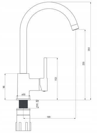Deante bateria NEMEZJA grafitowy granit zlewozmywakowa stojąca z wylewką "U" BEN_262M