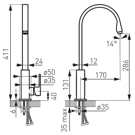 Ferro bateria zlewozmywakowa stojąca ZICCO, chrom BZI4