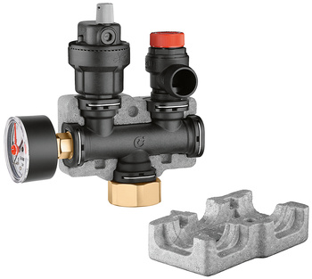 Caleffi grupa bezpieczeństwa z technopolimeru do instalacji grzewczych, seria 305, 1" GW, 3 bar 305663