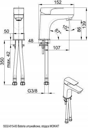 KFA bateria umywalkowa stojąca Mokait 5532-815-00