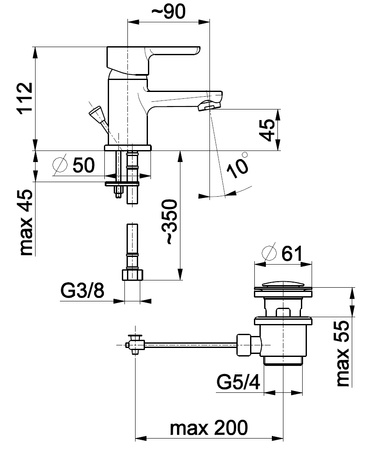 KFA bateria GRANAT umywalkowa stojąca 5522-815-00