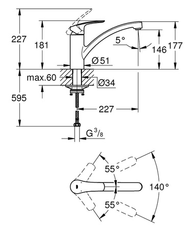 Grohe jednouchwytowa bateria kuchenna DN 15 Eurosmart czarny mat 332812433