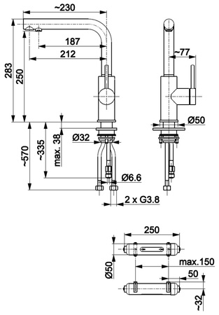 KFA bateria kuchenna z filtracją wody Duero Pure Basic, inox + filtr Hydro 6623-912-22