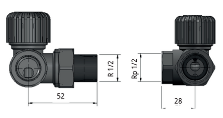 Vario Term kątowy, lewy zawór grzejnikowy MASTER nikiel 000M772A001