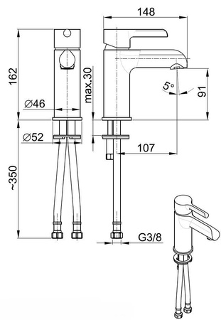KFA bateria umywalkowa stojąca Angelit 4722-815-00