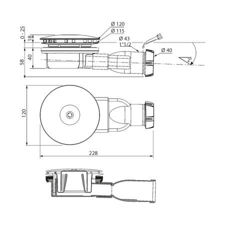 Wirquin odpływ brodzikowy z dwoma grzybkami SLIM fi90 chrom i czarny 30724458