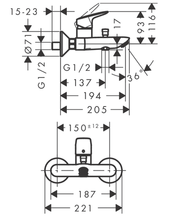 Hansgrohe bateria Logis wannowo-natryskowa chrom 71400000