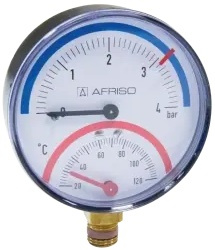 Afriso termomanometr TM 80, fi 80 mm, 0÷4 bar, 20÷120°C, G1/4", rad, kl. 2,5 63337