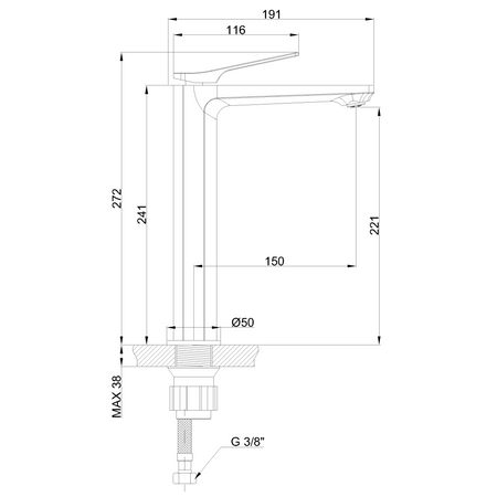 Invena bateria umywalkowa wysoka Neri, czarny BU-01-W04-L