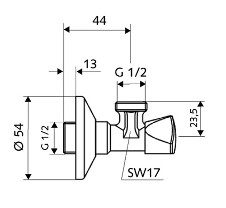 Schell zawór kątowy 1/2" x 1/2" SANLAND 970370000