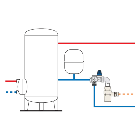 Caleffi hydrauliczna grupa bezpieczeństwa do zasobników c.w.u. z zaworem odcinającym i zaworem zwrotnym z możliwością nadzoru 1/2" 526142
