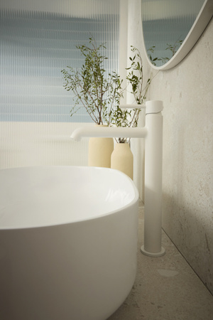 KFA bateria umywalkowa nablatowa Moza Mini (25 mm), biały mat + click clack 5032-632-44