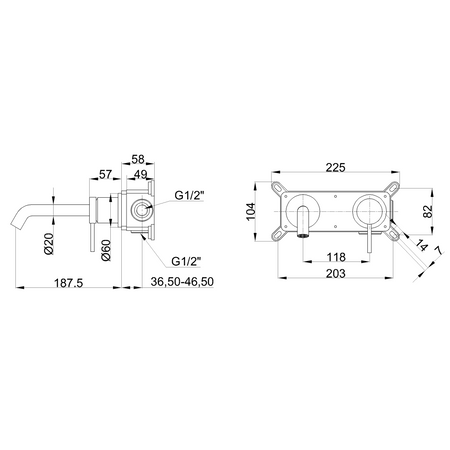 Invena bateria umywalkowa podtynkowa Kalitea, czarny BP-72-U04-V