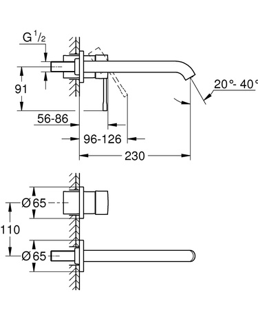 Grohe 2-otworowa bateria umywalkowa Essence rozmiar L czarny 29193KF1