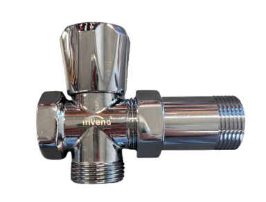 Invena zawór grzybkowy odcinający 3/4"x3/4" do pralki z przedłużką do baterii, chrom ZW-25-W20-F