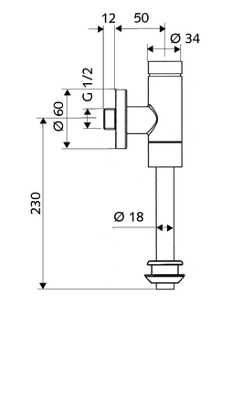 Schell spłuczka ciśnieniowa SCHELLOMAT BASIC do pisuaru 1/2 bez kurka, chrom 024760699