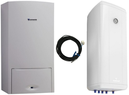 Bosch pakiet Cerapur Smart ZSB 24-5C + wiszący wymiennik c.w.u. Vulcan 100l + czujnik temperatury c.w.u. 7736901033-VK100W