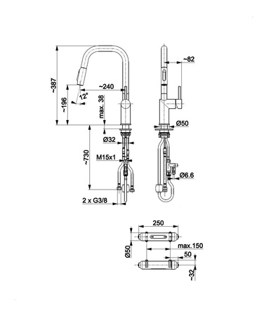 KFA bateria kuchenna z funkcją filtracji wody i wyciąganą wylewką Duero Pure Style Pull-Out + filtr Hydro+, brushed rose gold 6623-312-34