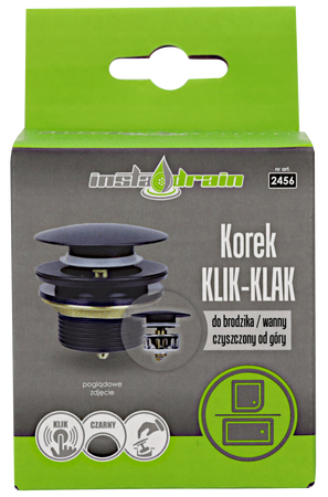 Instadrain korek klik-klak do brodzika/wanny, czarny mat 2456