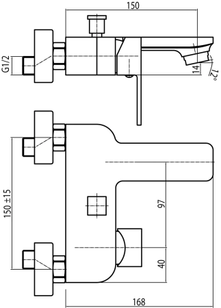 Valvex bateria wannowa ścienna Loft, chrom 2454930