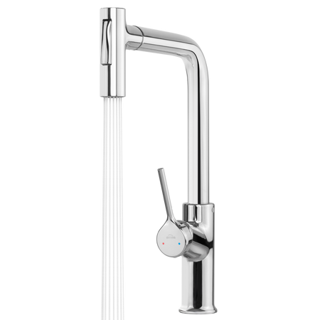 Invena bateria kuchenna z wyciąganą wylewką Farsala, chrom BZ-40-L01-S