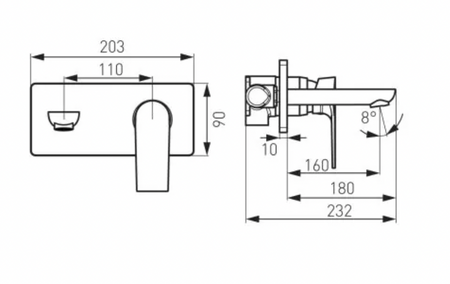 Ferro bateria umywalkowa podtynkowa ALGEO SQUARE, chrom BAQ3PA18