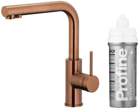 KFA bateria kuchenna z funkcją filtracji wody Duero Pure Basic + zestaw filtrujący Profine Silver S, brushed rose gold 6623-914-34