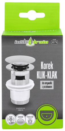 Instadrain korek klik-klak do umywalki z przelewem, chrom 2275