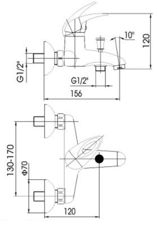 KFA bateria wannowa ścienna JASPIS 544-010-00