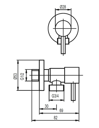 KFA zawór kątowy belkowy 1/2" x 3/4" 244-110-00