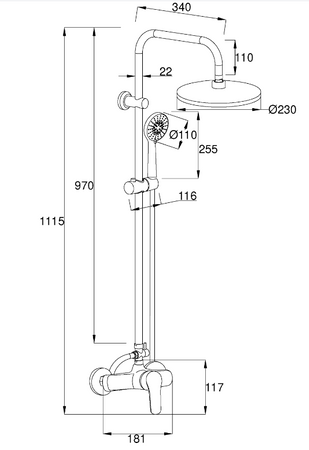 Invena zestaw natryskowy z deszczownią Malta chrom AU-27-B01
