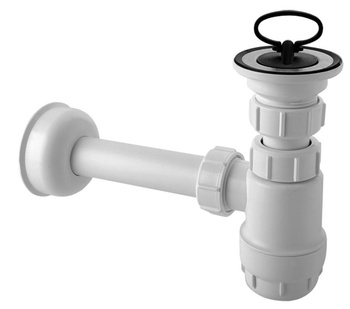 McAlpine syfon umywalkowy butelkowy "niski" 11/4"x32mm z sitem ze stali nierdzewnej i korkiem gumowym HC1L