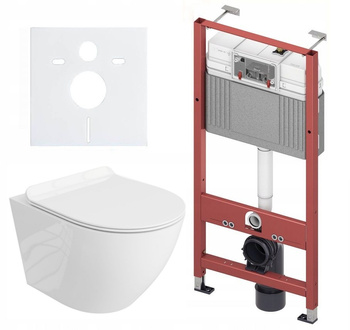 Zestaw stelaż podtynkowy Tece do WC + miska WC z deską Lavita S047