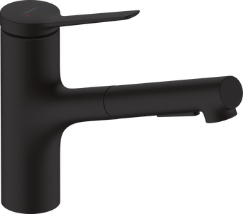 Hansgrohe jednouchwytowa bateria kuchenna z wyciąganą wylewką Zesis M33, czarny mat 74800670