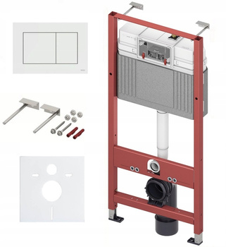 Zestaw 3w1 stelaż podtynkowy do WC Tece z przyciskiem (biały) + mata S080