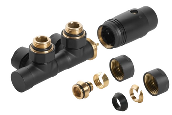 Invena zestaw termostatyczny zespolony PROV typu duoplex do dolnego podłączenia, czarny CZ-91-015