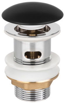 Invena ceramiczny korek click-clack z przelewem, czarny półmat SC-B1-CZP-W