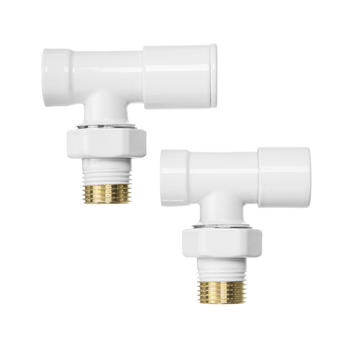 Invena komplet zaworów grzejnikowych - zasilanie + powrót, kątowy, biały CZ-31-K15
