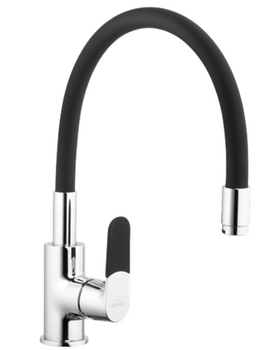 Invena bateria zlewozmywkowa JOGA z ruchomą wylewką, czarna BZ-32-L04