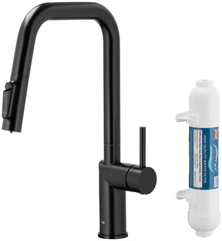 KFA bateria kuchenna z funkcją filtracji wody i wyciąganą wylewką Duero Pure Style Pull-Out + filtr Hydro+, czarny 6623-312-81