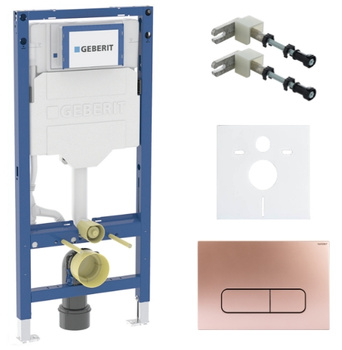 Zestaw stelaż podtynkowy Geberit UP320 do WC z przyciskiem Mocha rose gold S253