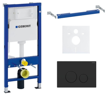 Zestaw stelaż podtynkowy Geberit UP100 do WC z przyciskiem Cortado czarny mat S233