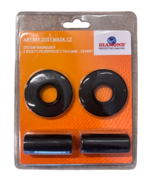 Diamond zestaw maskujący, 2 rozety pojedyńcze z tulejami, czarny ART.441.ZEST.MASK.CZ