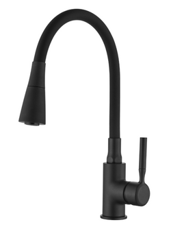 Invena bateria zlewozmywakowa POGO PLUS z ruchomą dwufunkcyjną wylewką, czarna BZ-80-P04